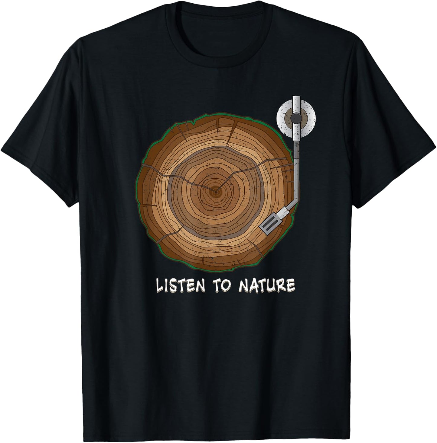 Listen to Nature Vinyl Music Gift T-Shirt - T-Shirt | Black
