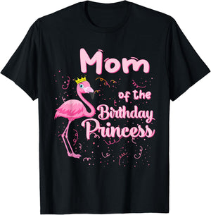 Mom of the Birthday Princess Pink Flamingo Party Squad T-Shirt - T-Shirt | Black