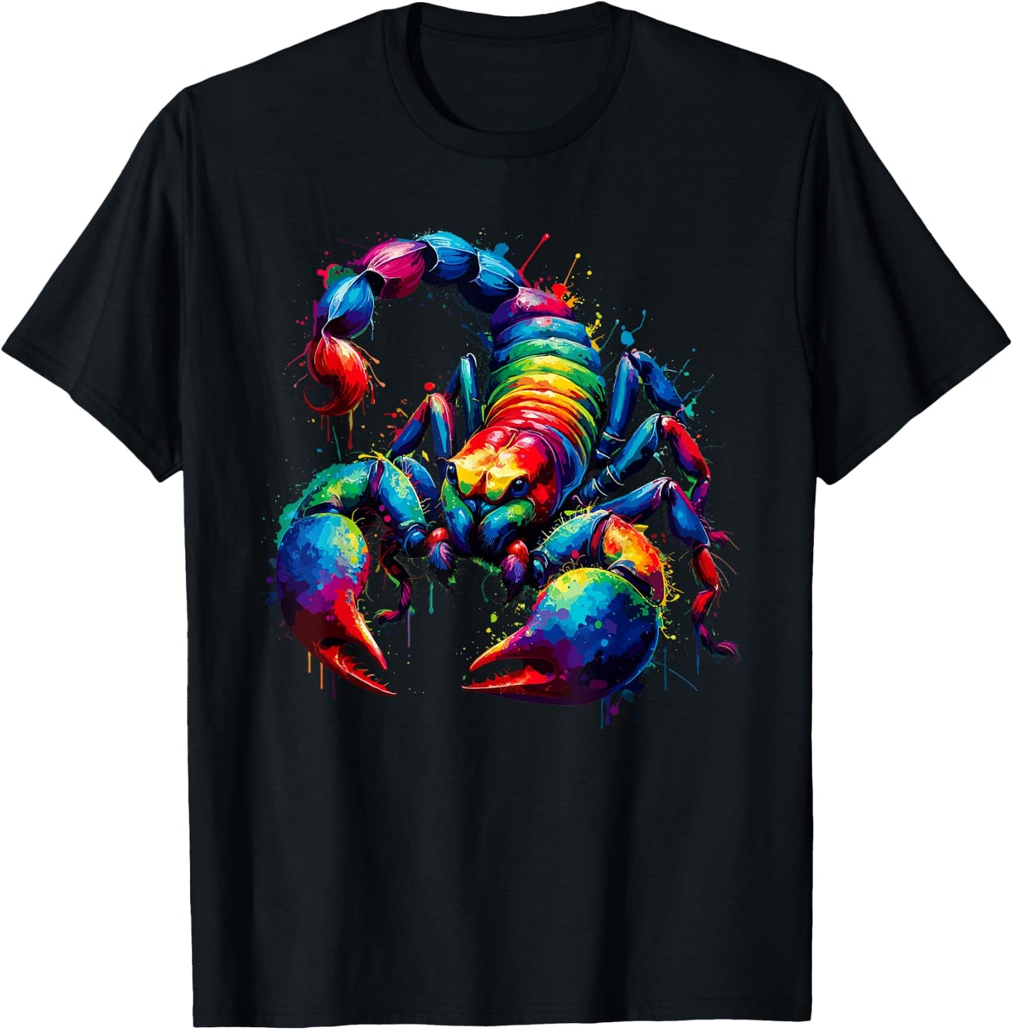 Colourful Splash Art Scorpion Scorpions T-Shirt - T-Shirt | Black