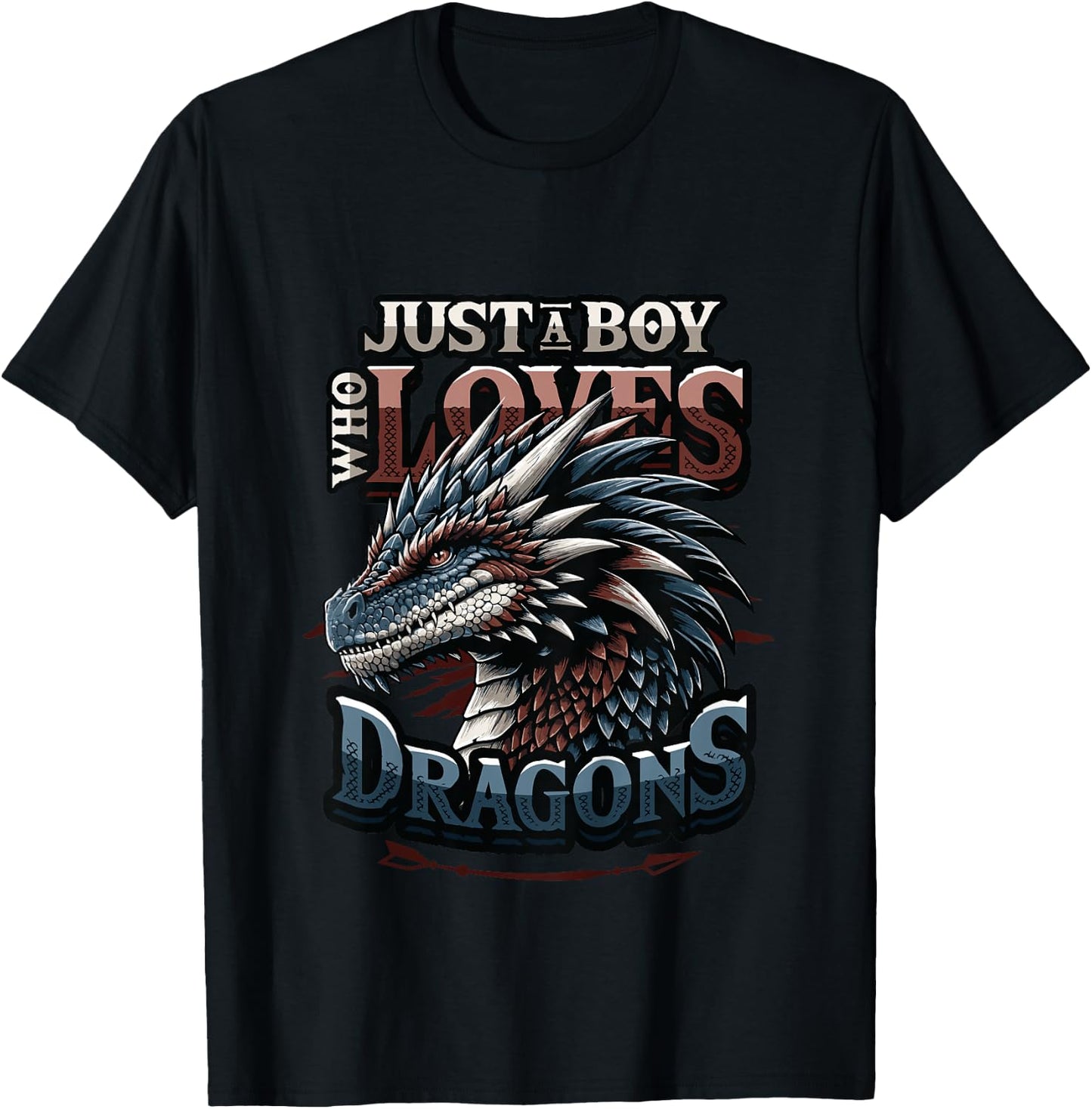 Kids Just A Boy Who Loves Dragons - Boys Dragon T-Shirt - T-Shirt | Black