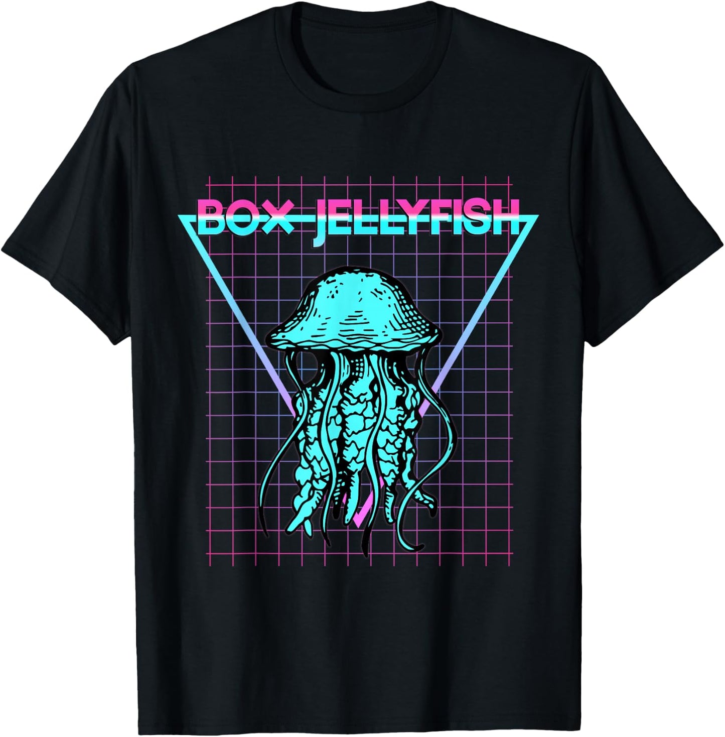Box Jellyfish Ocean Animal Aesthetic Retro Jellyfish T-Shirt - T-Shirt | Black