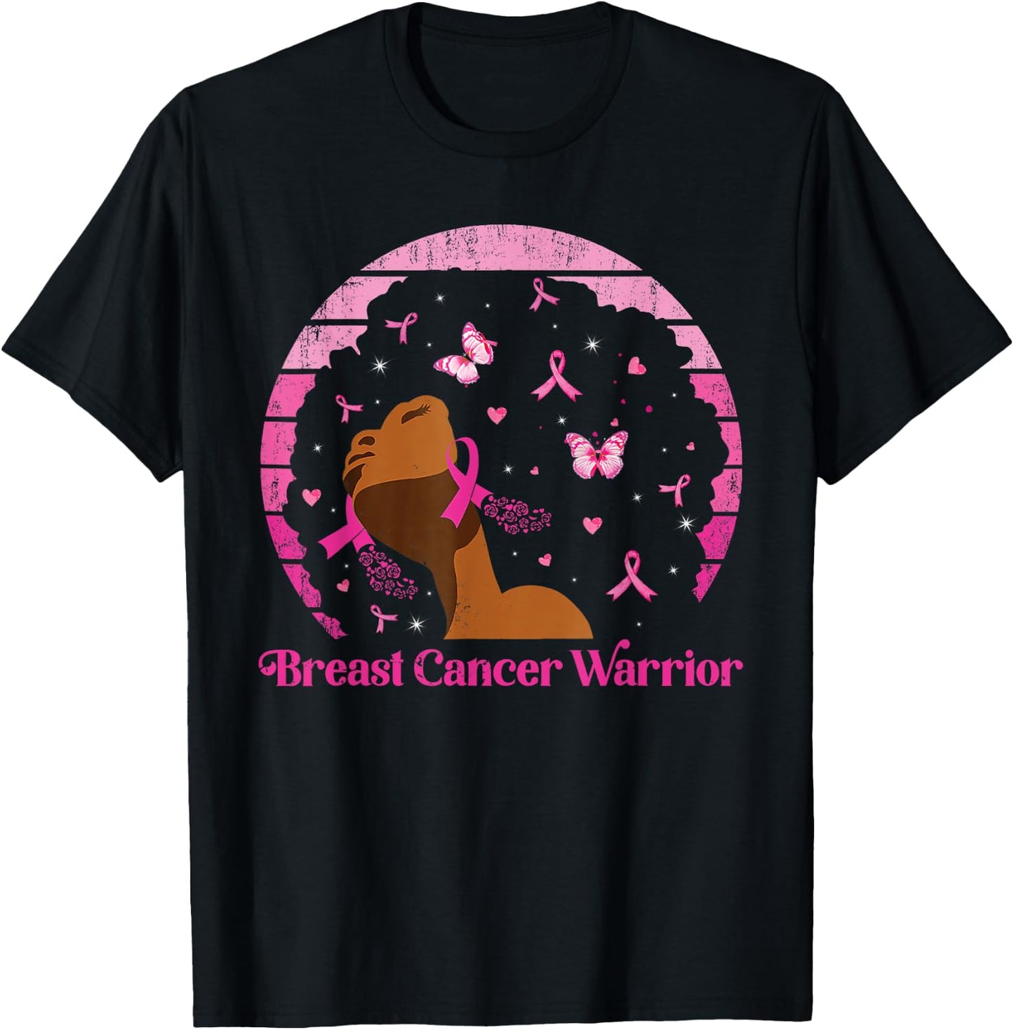Breast Cancer Warrior Pink Ribbon Queen Fighter Black Women T-Shirt - T-Shirt | Black