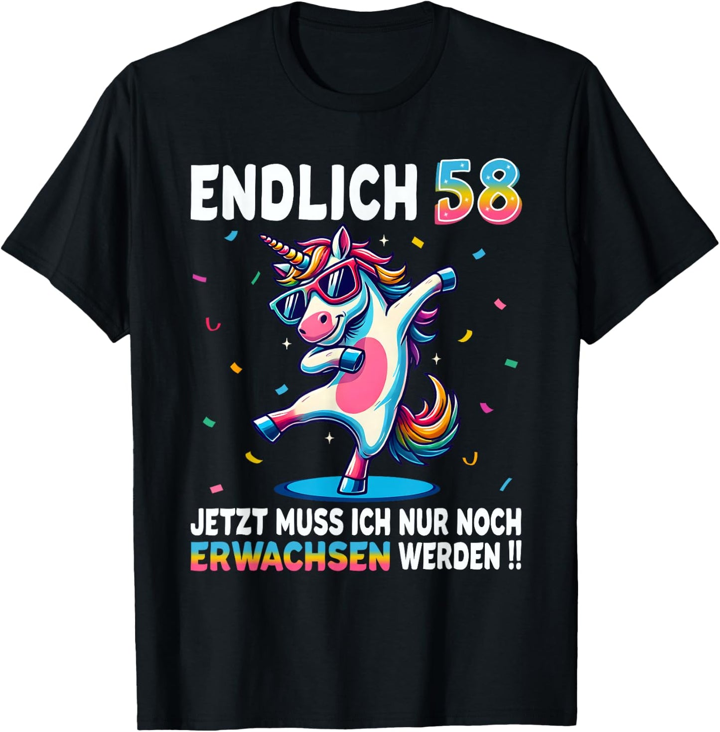 58 Geburtstag Geschenke Frau Mann Party Outfit Einhorn T-Shirt - T-Shirt | Black