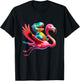 Cute T-Rex Dinosaur flying on a Flamingo Funny T-Shirt - T-Shirt | Black