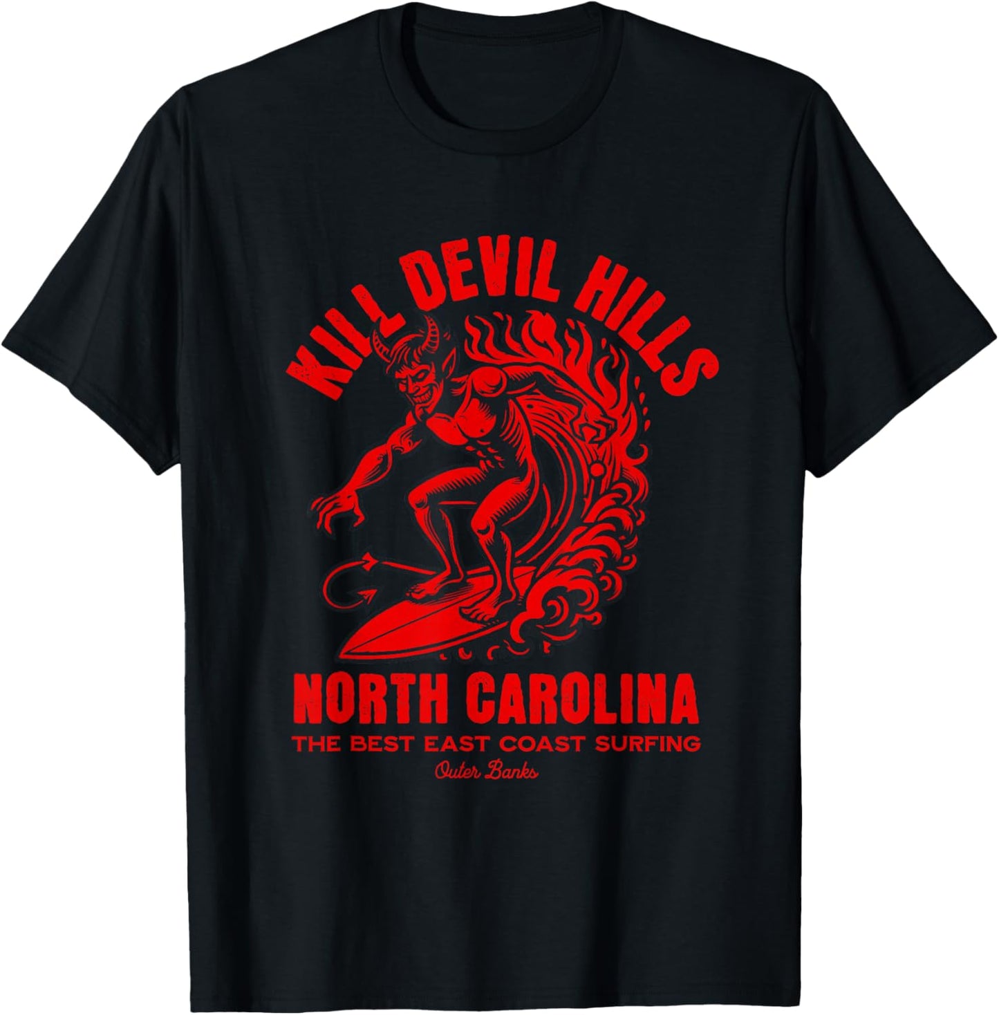 Kill Devil Hills North Carolina Best East Coast Surfing T-Shirt - T-Shirt | Black