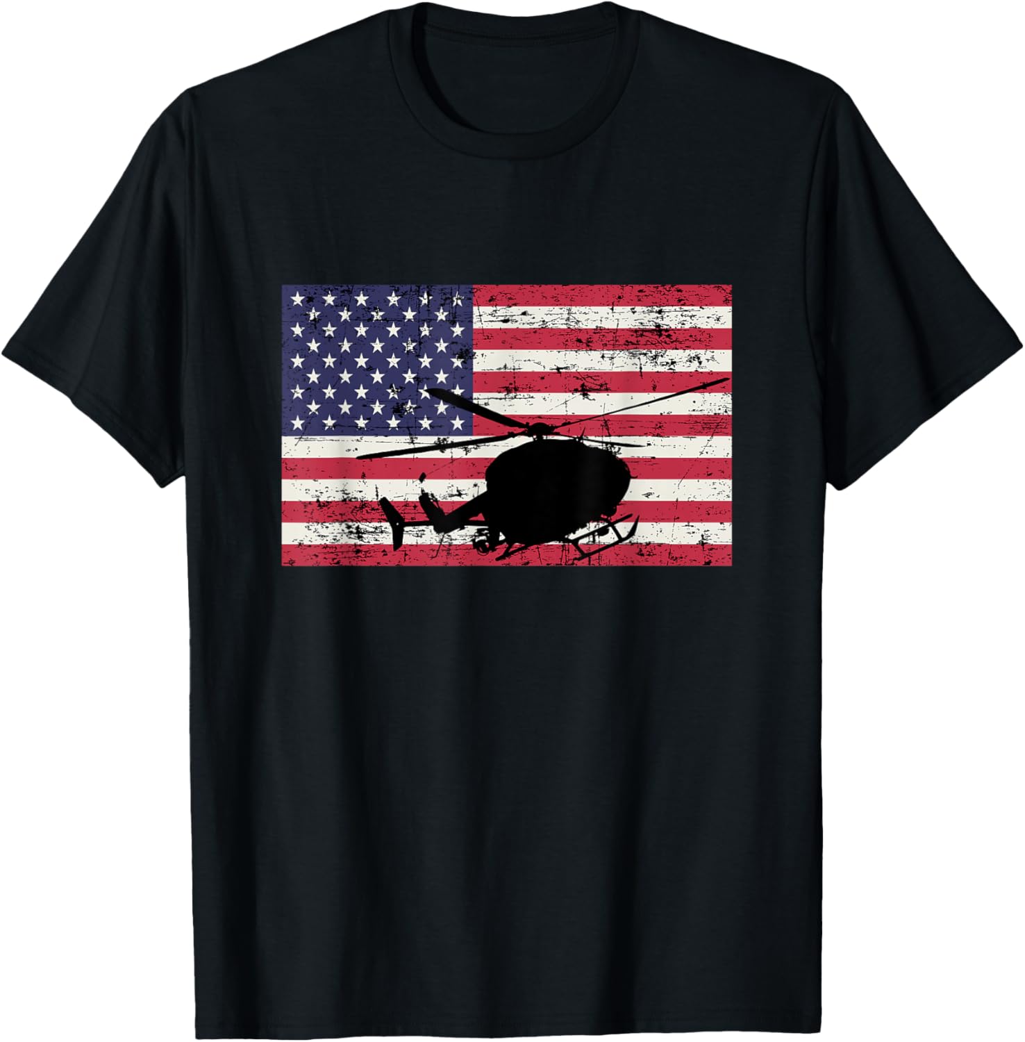 Patriotic UH-72 Lakota Helicopter American flag T-Shirt - T-Shirt | Black
