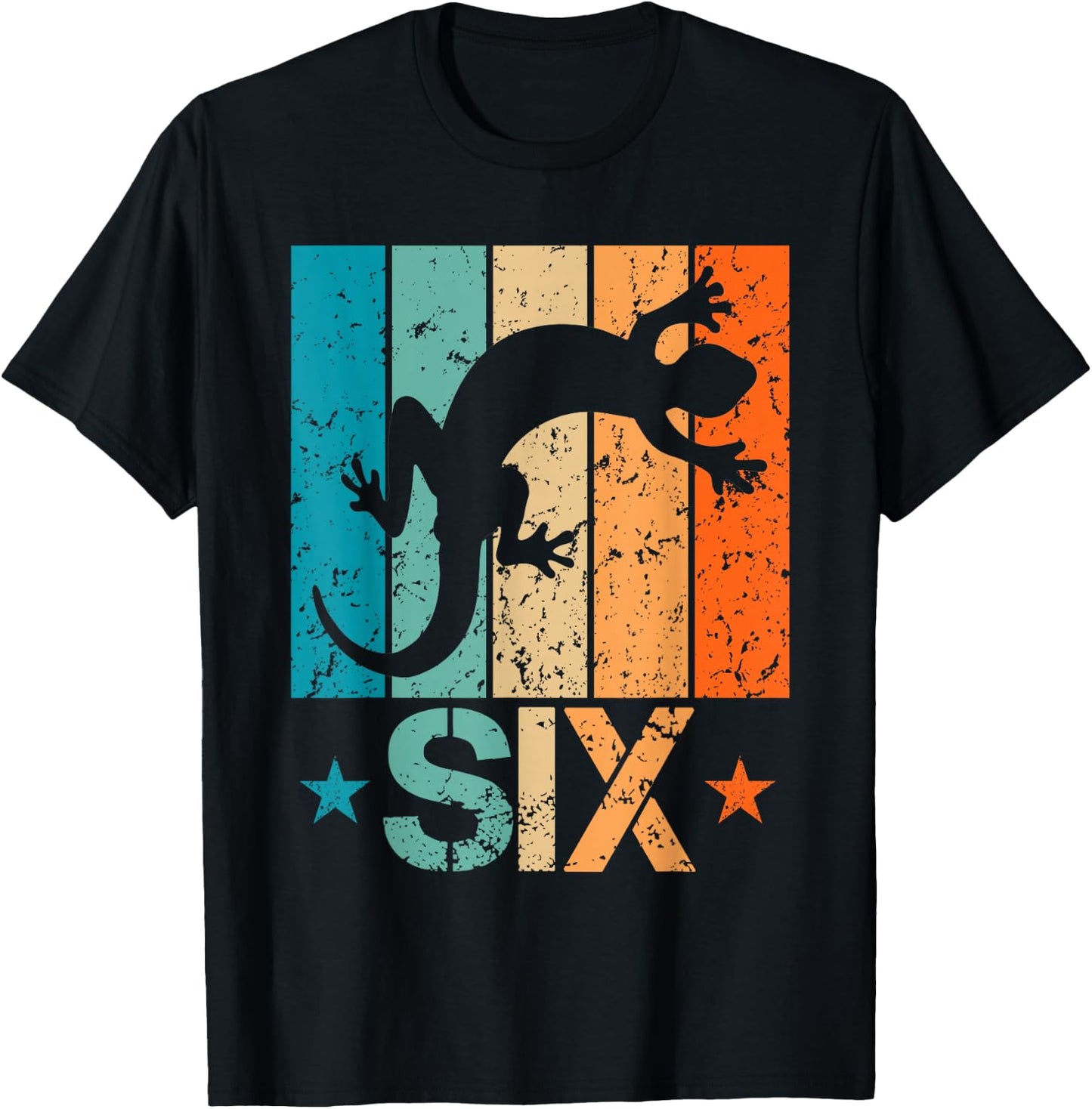 6th Lizard Birthday 6 Year Old 6yr Boy Girl Birthday Reptile T-Shirt - T-Shirt | Black