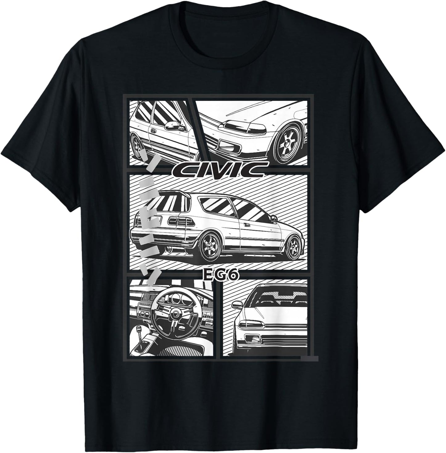Civic for example 6 Japanese cars T-Shirt - T-Shirt | Black