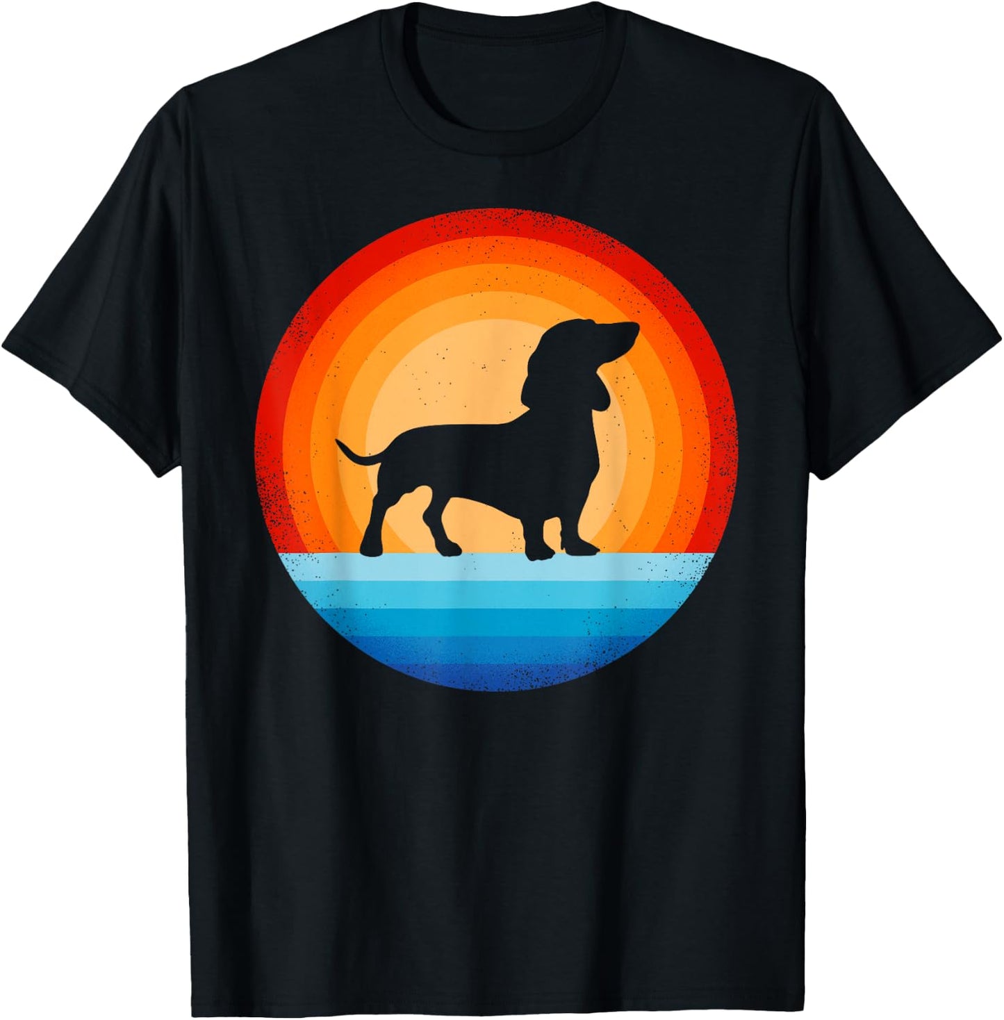 Dachshund Retro Vintage 60s 70s Sunset Wiener Dog Lovers Men T-Shirt - T-Shirt | Black
