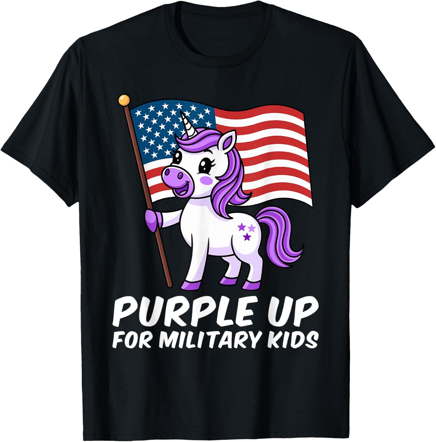 Purple Up for Military Kids Military Child Month Unicorn T-Shirt - T-Shirt | Black