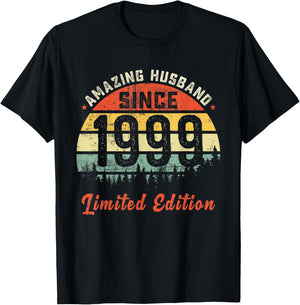 Amazing Husband 1999 Couple wedding Anniversary Men Women T-Shirt - T-Shirt | Black