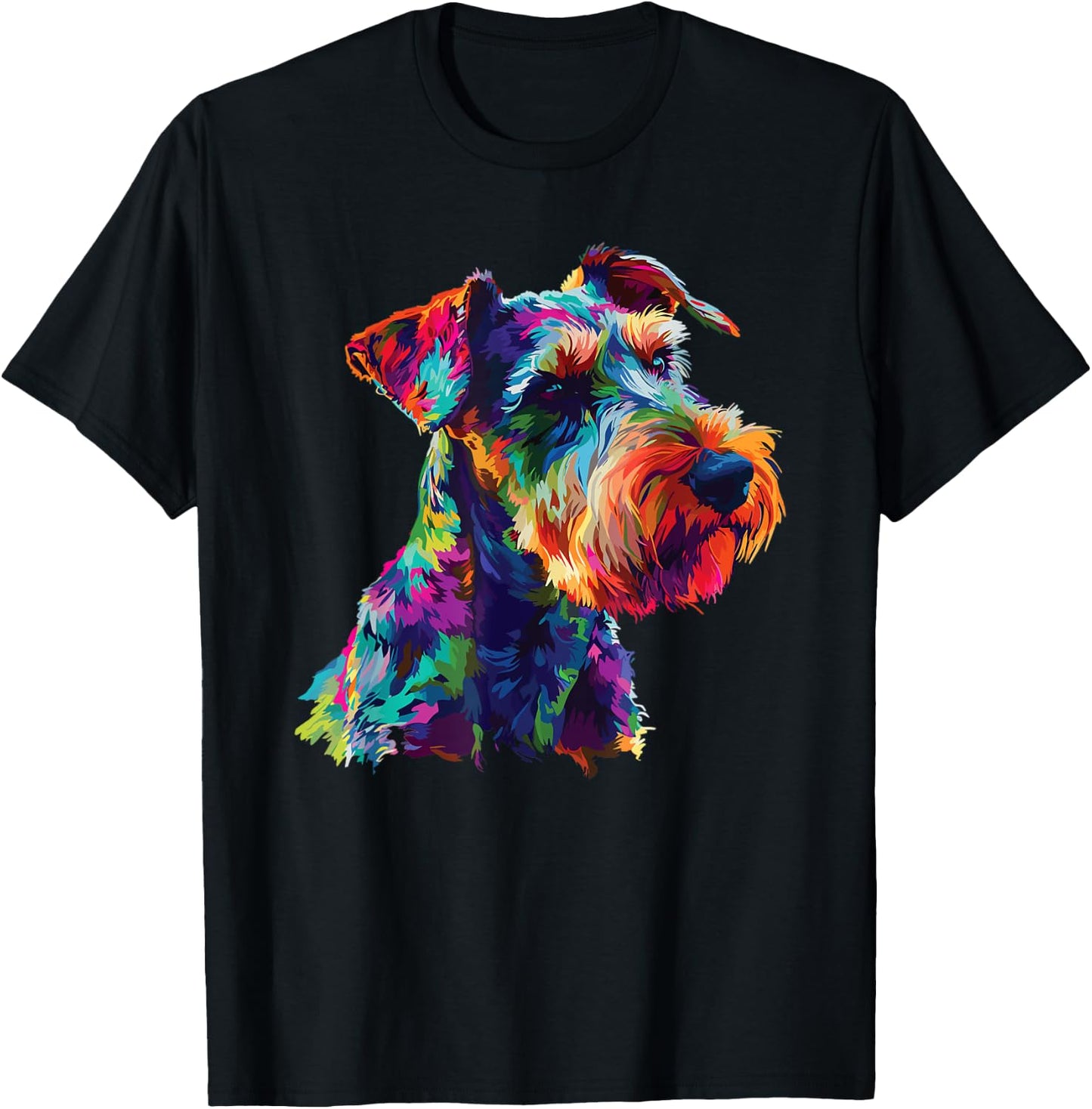 Watercolor Colorful Airedale Terrier Dog Men Women Girls Kids T-Shirt - T-Shirt | Black