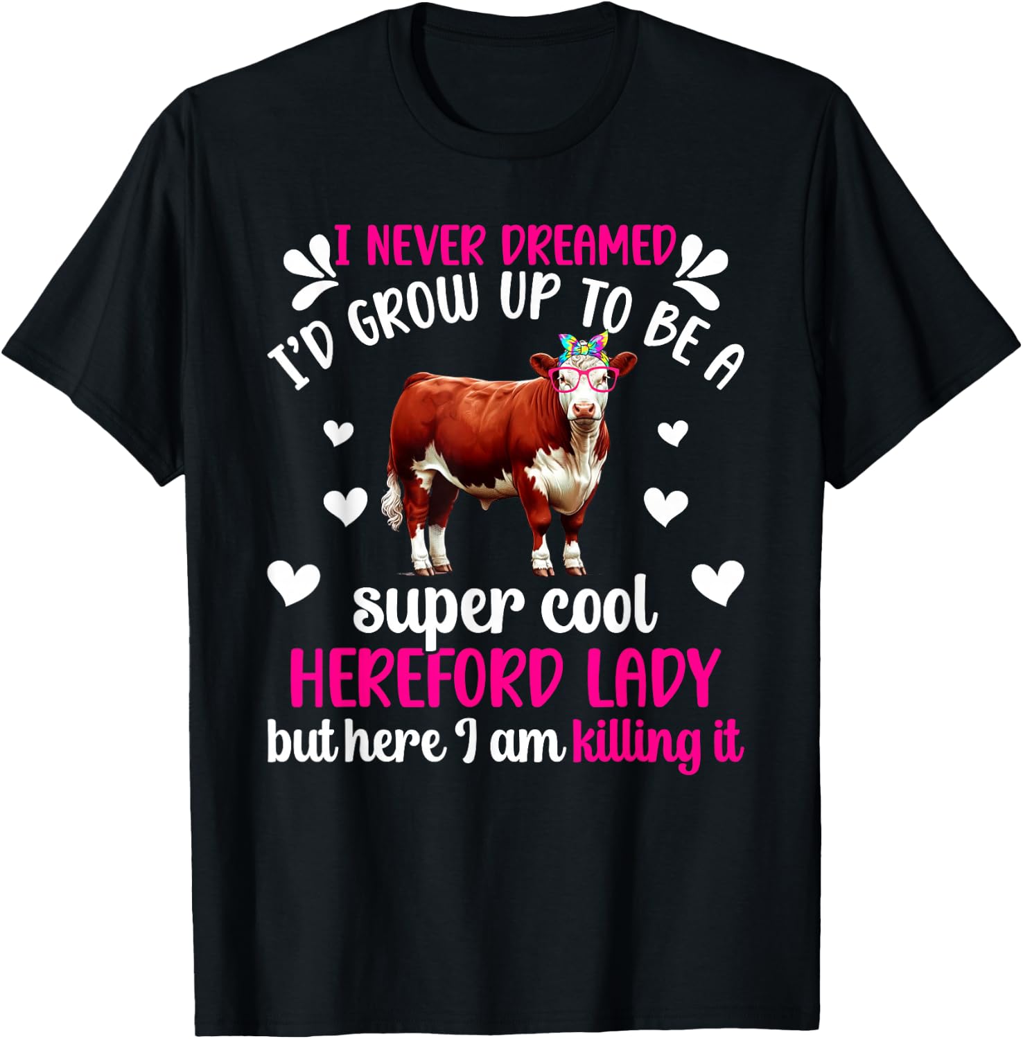 Hereford Lady Hereford Cow Lover Hereford Cow Mom T-Shirt - T-Shirt | Black