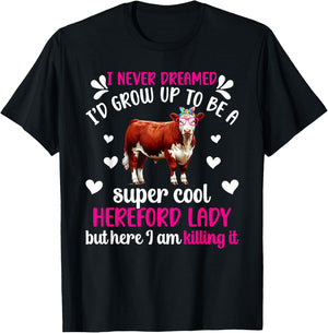 Hereford Lady Hereford Cow Lover Hereford Cow Mom T-Shirt - T-Shirt | Black