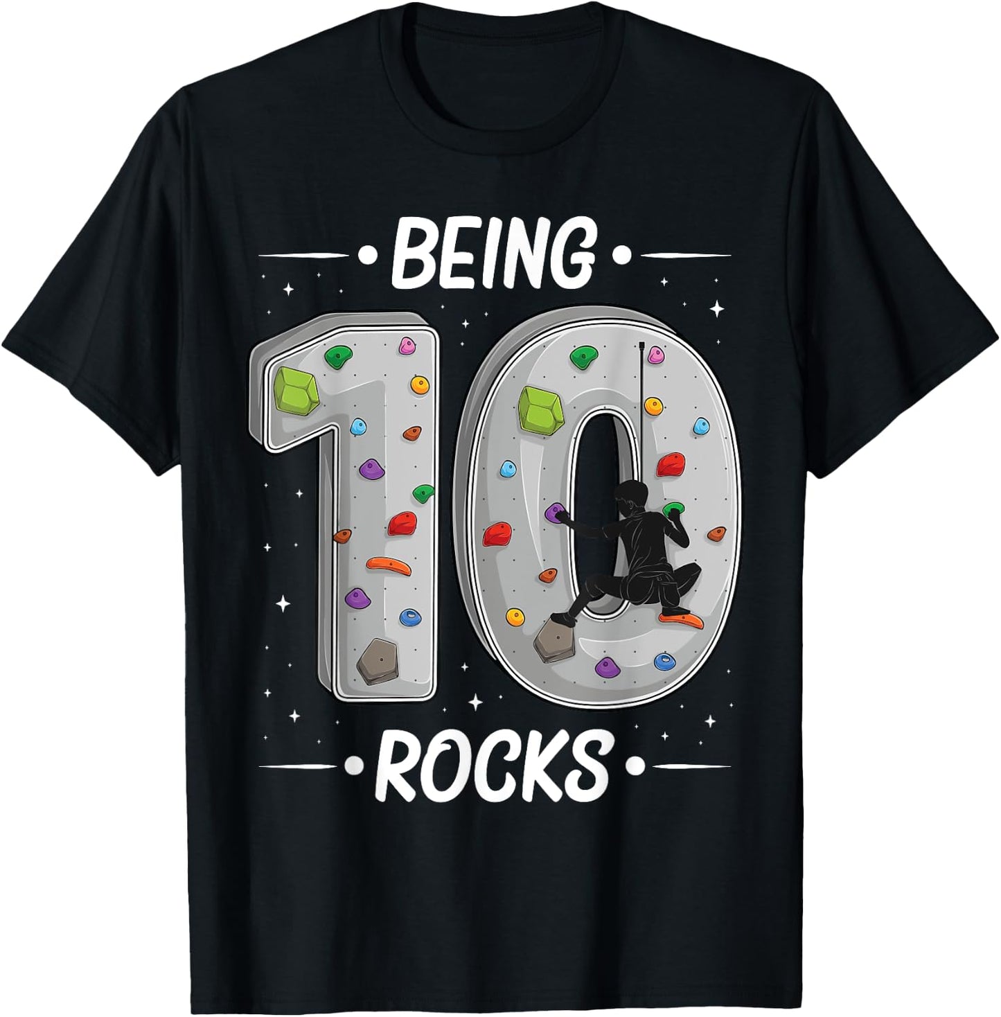 10 year old rock climbing 10th birthday Adventures Climber T-Shirt - T-Shirt | Black