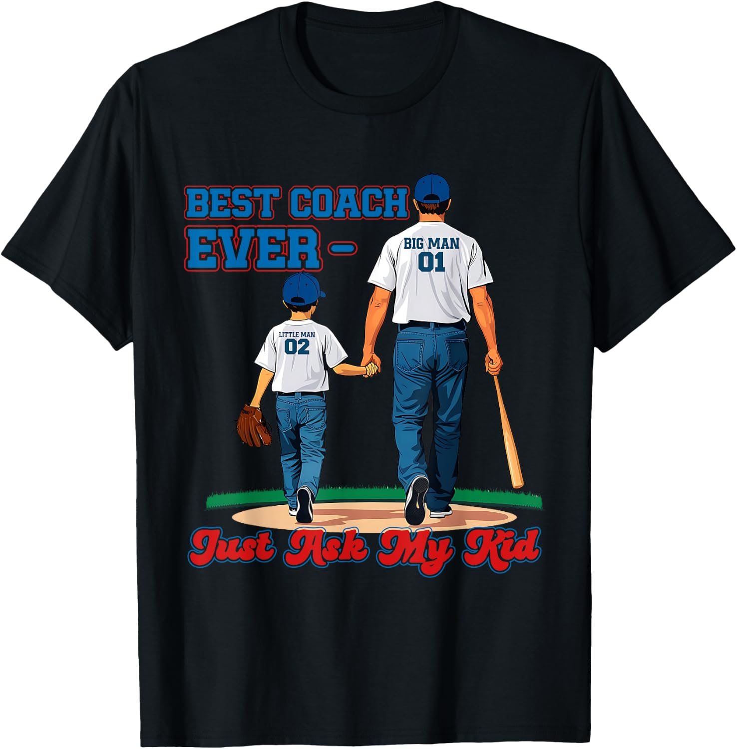 Best Coach Ever Fathers Day Baseball Dad Papa Sports Lover T-Shirt - T-Shirt | Black