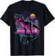 Electric Retro T-Rex Neon Dinosaur Aesthetic T-Shirt - T-Shirt | Black