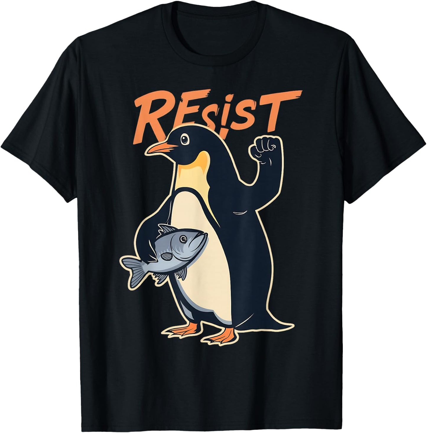 Funny Resist Penguin Activism Protest Against Tariffs T-Shirt - T-Shirt | Black