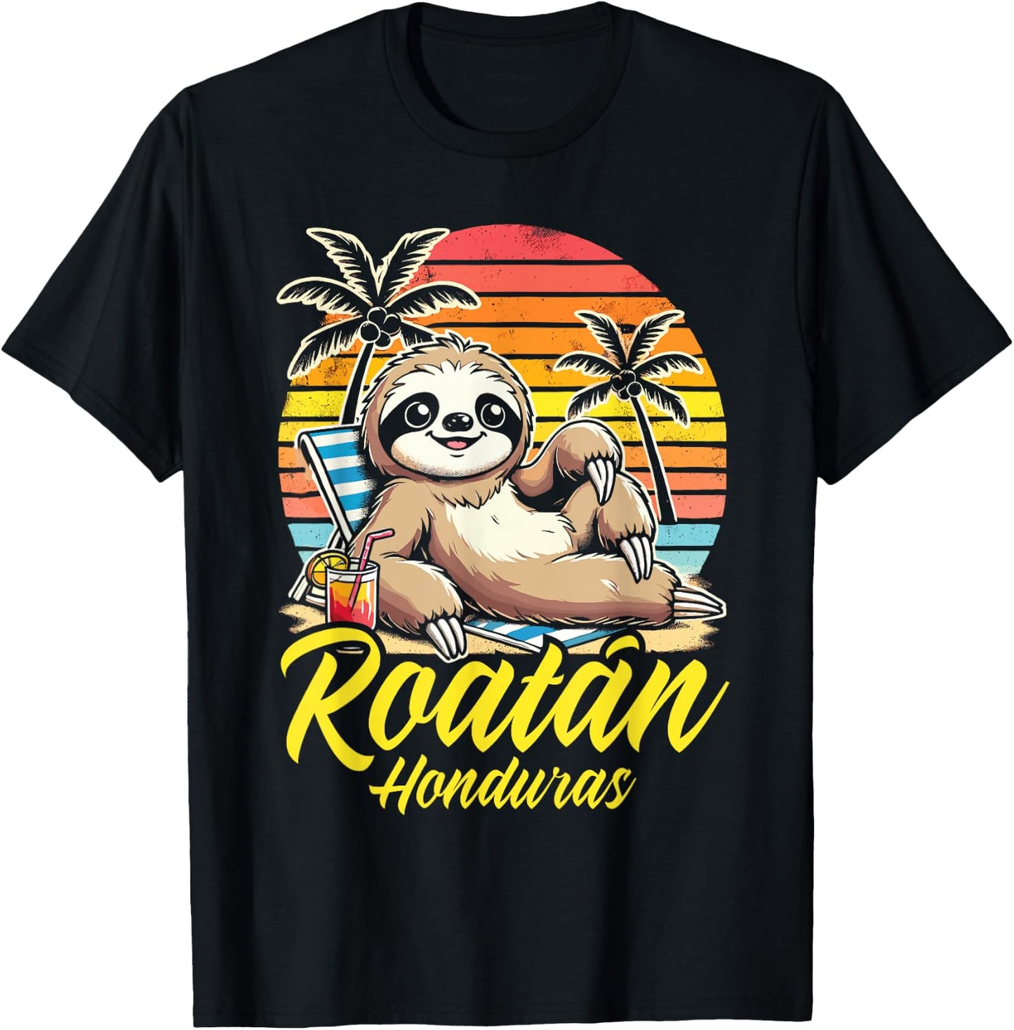 Roatan Sloth, Roatan Honduras Sloth, Roatan T-Shirt - T-Shirt | Black