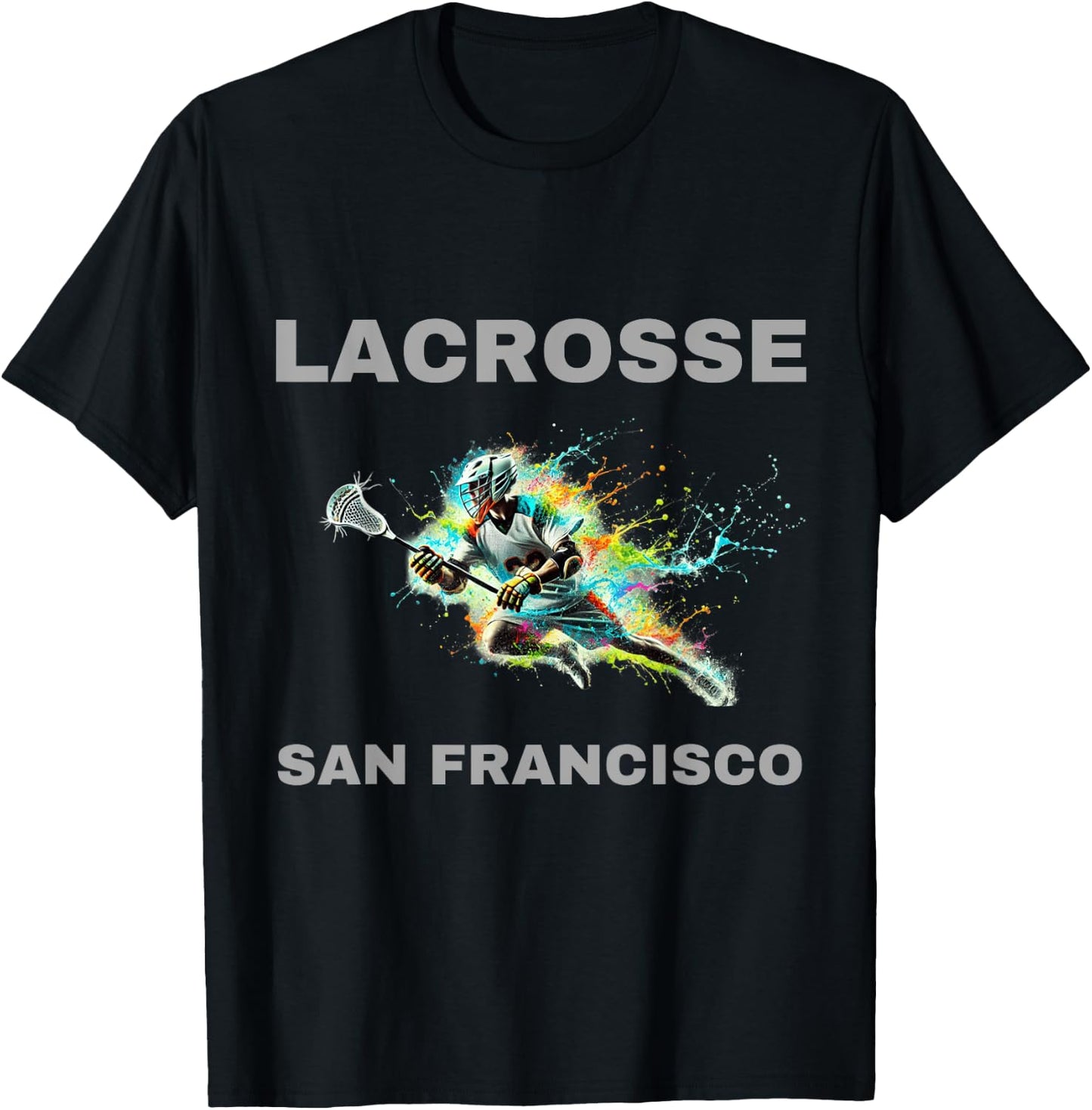Colorful Lacrosse Player - San Francisco T-Shirt - T-Shirt | Black