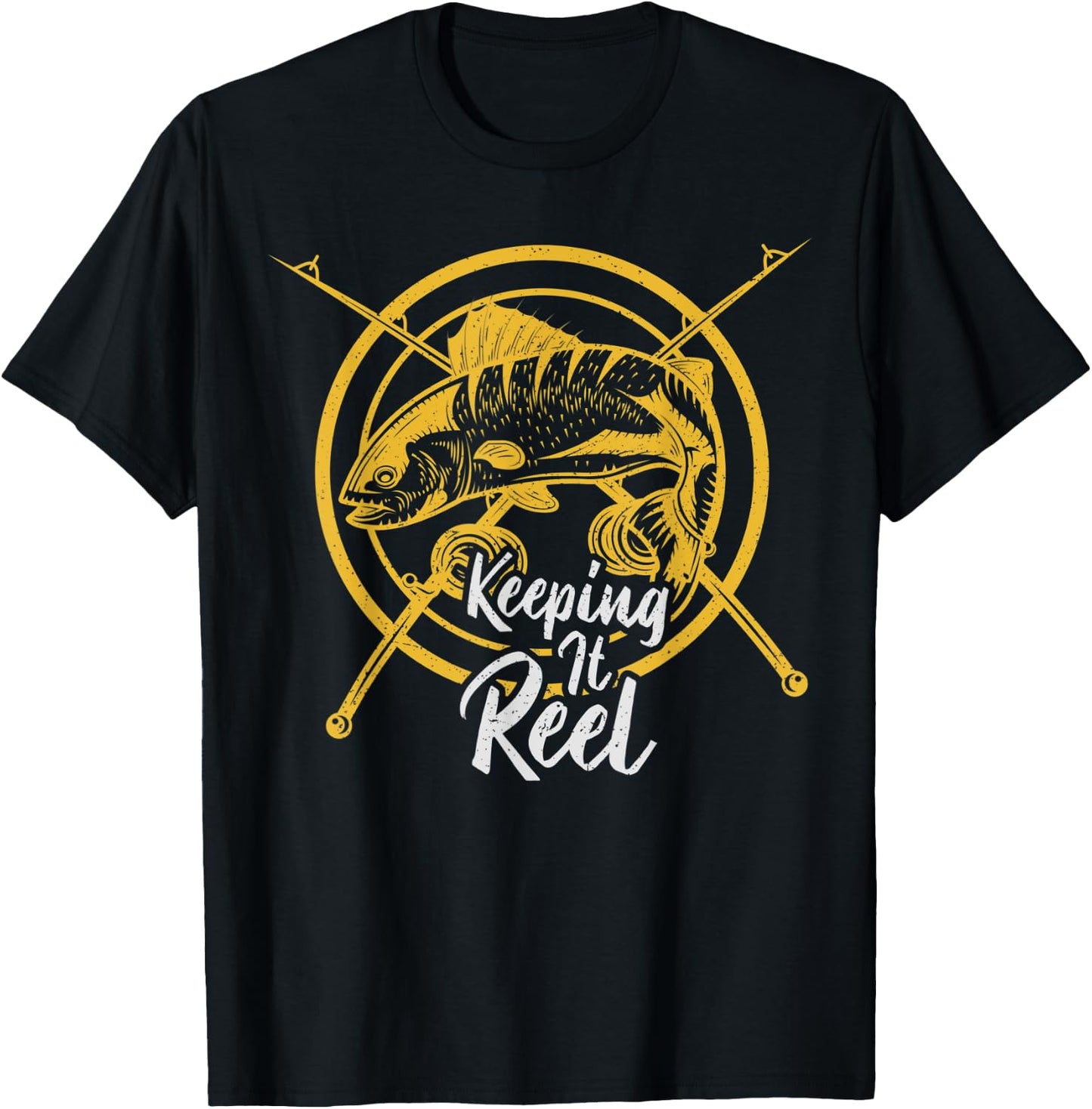Vintage Retro Keeping It Reel Fishing T-Shirt - T-Shirt | Black