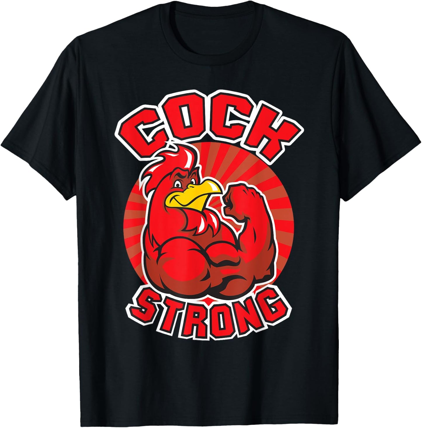 Cock Strong - Muscular Chicken - Novelty Gym T-Shirt - T-Shirt | Black