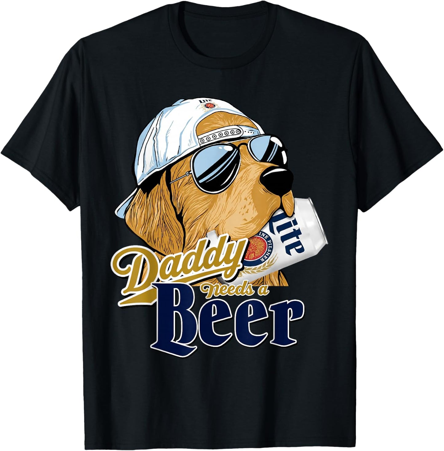 Daddy Needs A Beer Funny Father Dad Drinking Humor Graphic T-Shirt - T-Shirt | Black