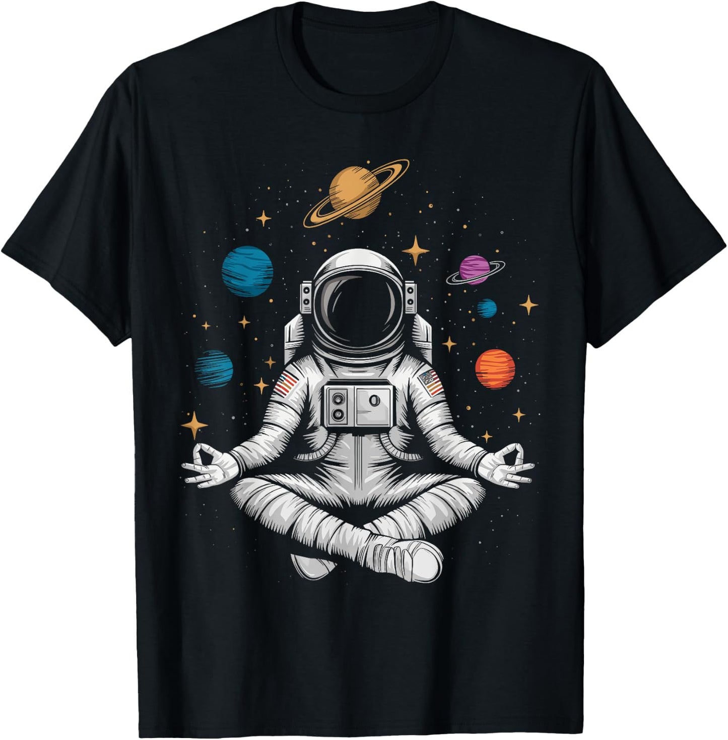 Yoga Astronaut Meditation Space T-Shirt - T-Shirt | Black