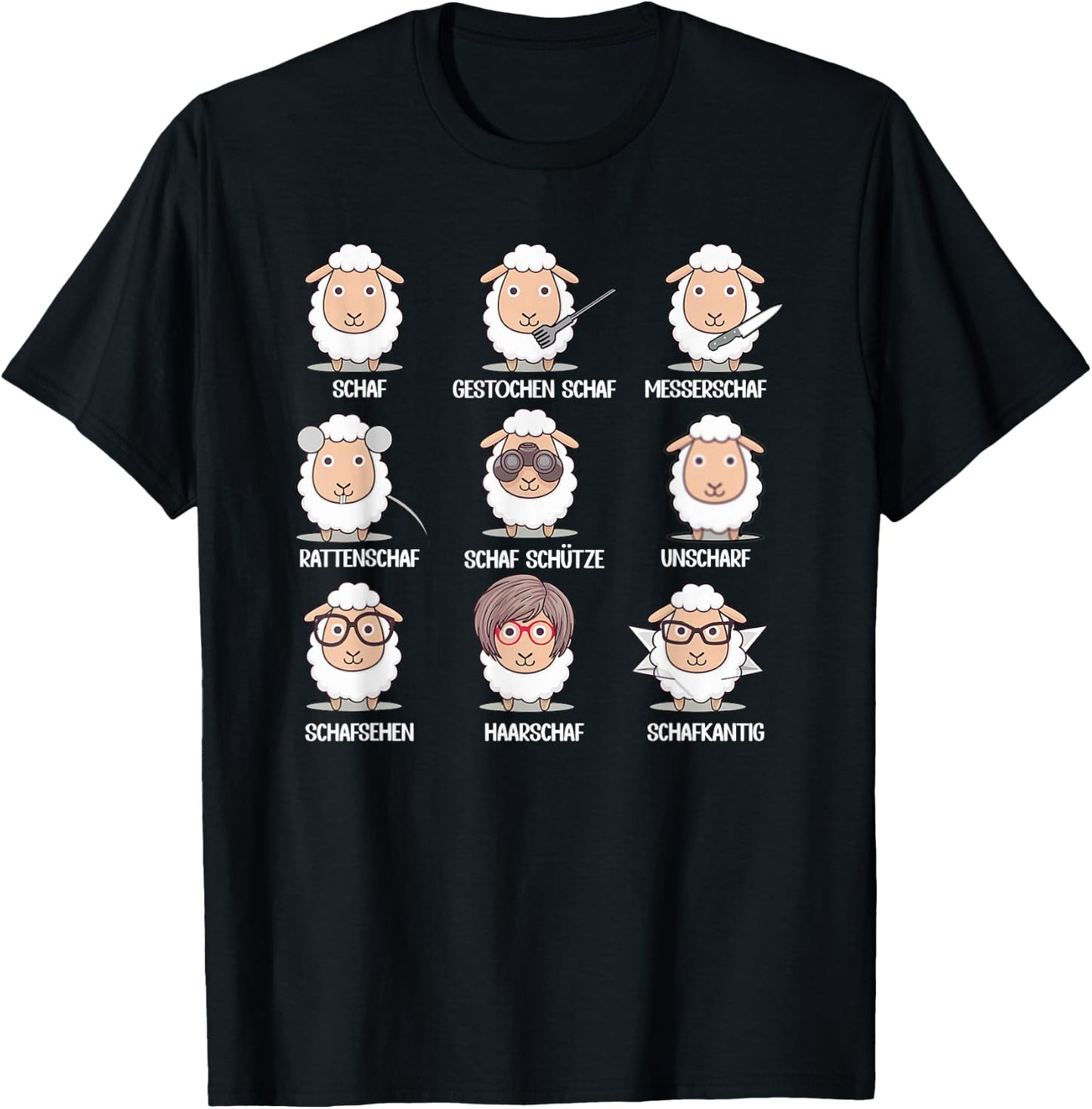 Funny Unsheep Word Game Funny Sheep & Sheep Herd , black T-Shirt - T-Shirt | Black