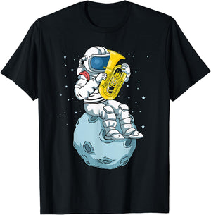 Astronaut Tuba Spieler Musikliebhaber Kinder Big Band Tuba T-Shirt - T-Shirt | Black