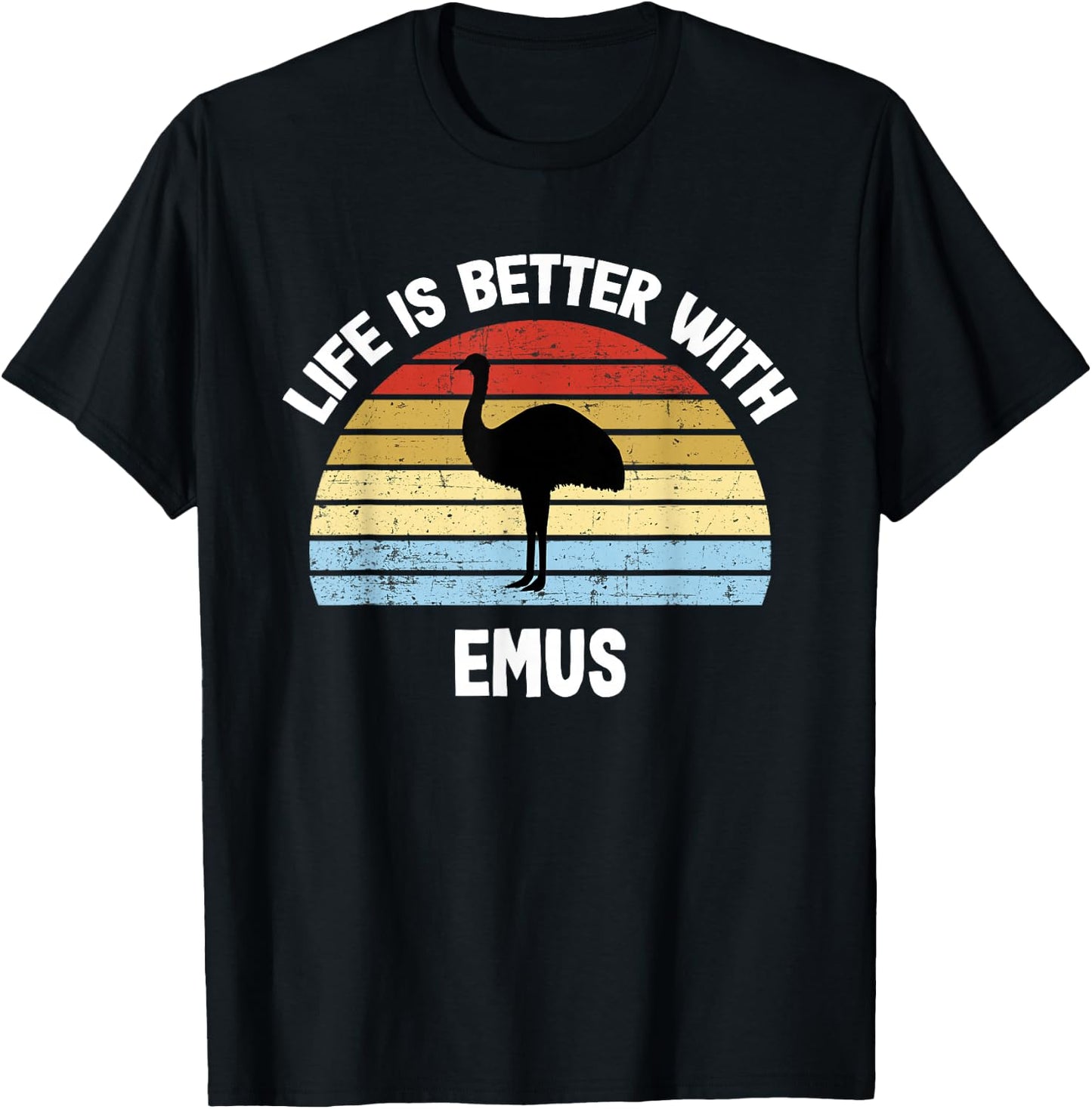 Emu with German Text "Das Leben ist besser mit Emus" [ T-Shirt - T-Shirt | Black