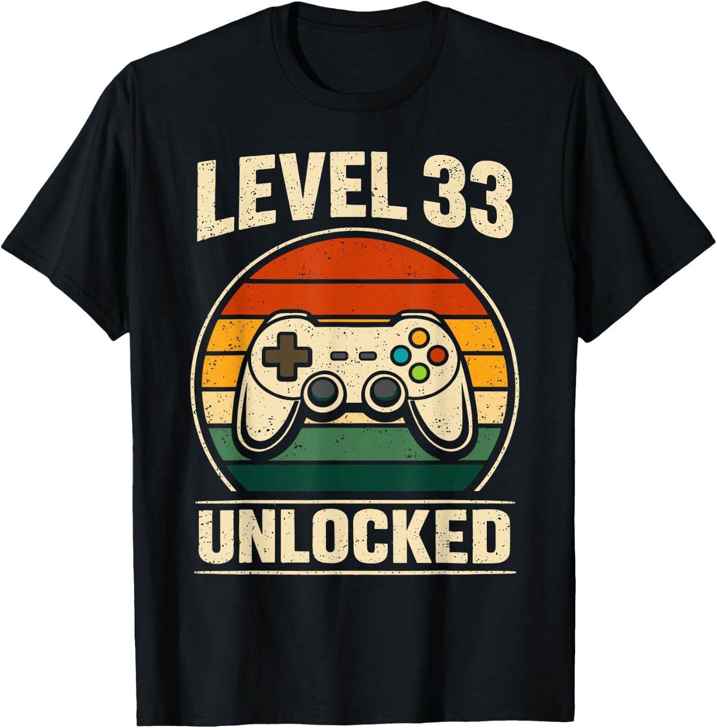 33th Birthday Level 33 Unlocked Gamer Gaming 33 Birthday T-Shirt - T-Shirt | Black