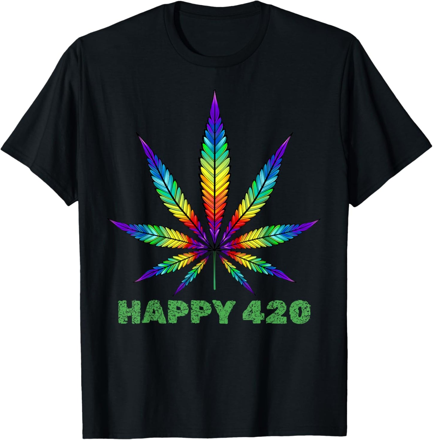 Happy 420 Weed Cannabis Marijuana Lover Men Women Tie Dye T-Shirt - T-Shirt | Black