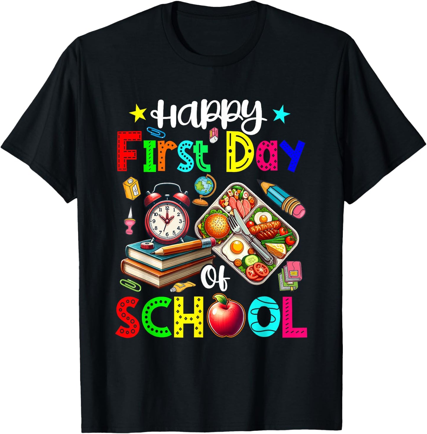 Happy First Day Of School Lunch Lady Job Costume Colorful T-Shirt - T-Shirt | Black