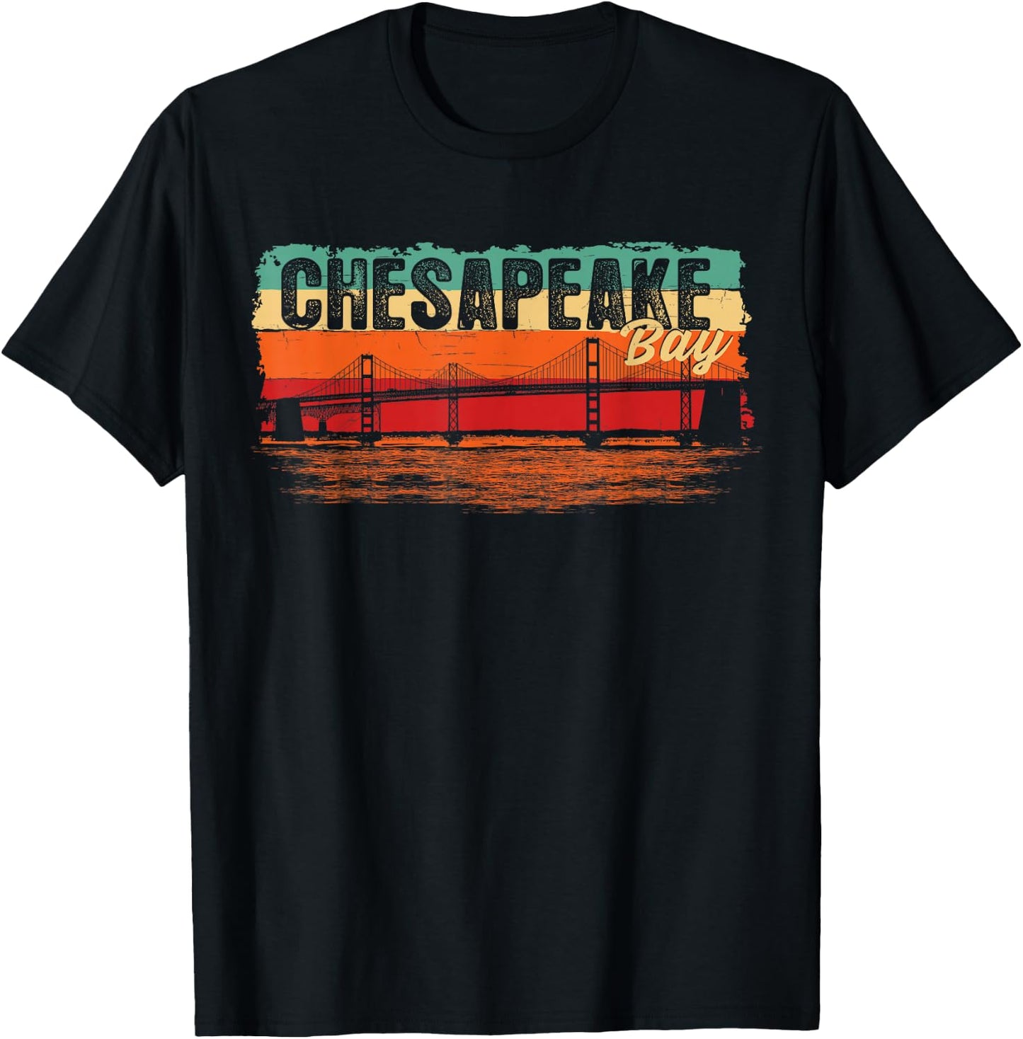 Retro Vintage Sunset Chesapeake Bay T-Shirt - T-Shirt | Black