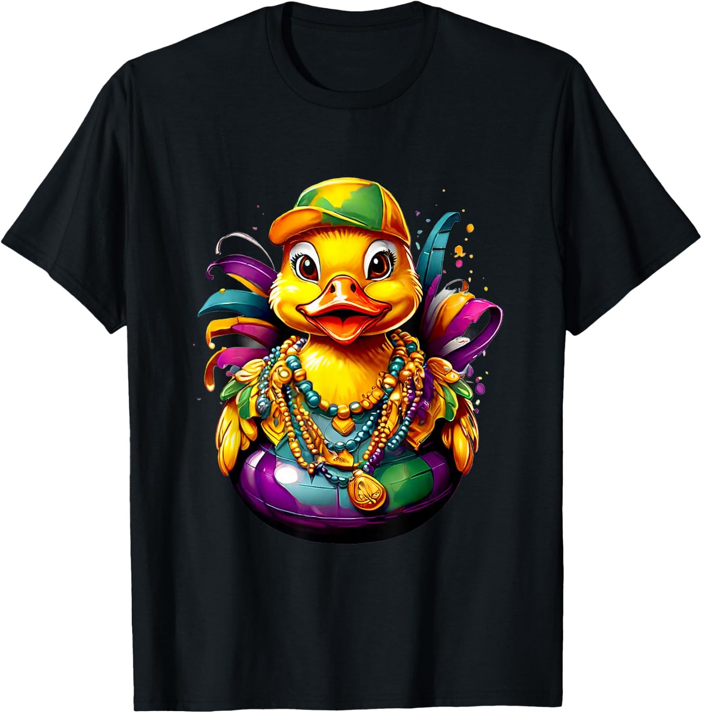 Mardi Gras Bath Duck T-Shirt - T-Shirt | Black