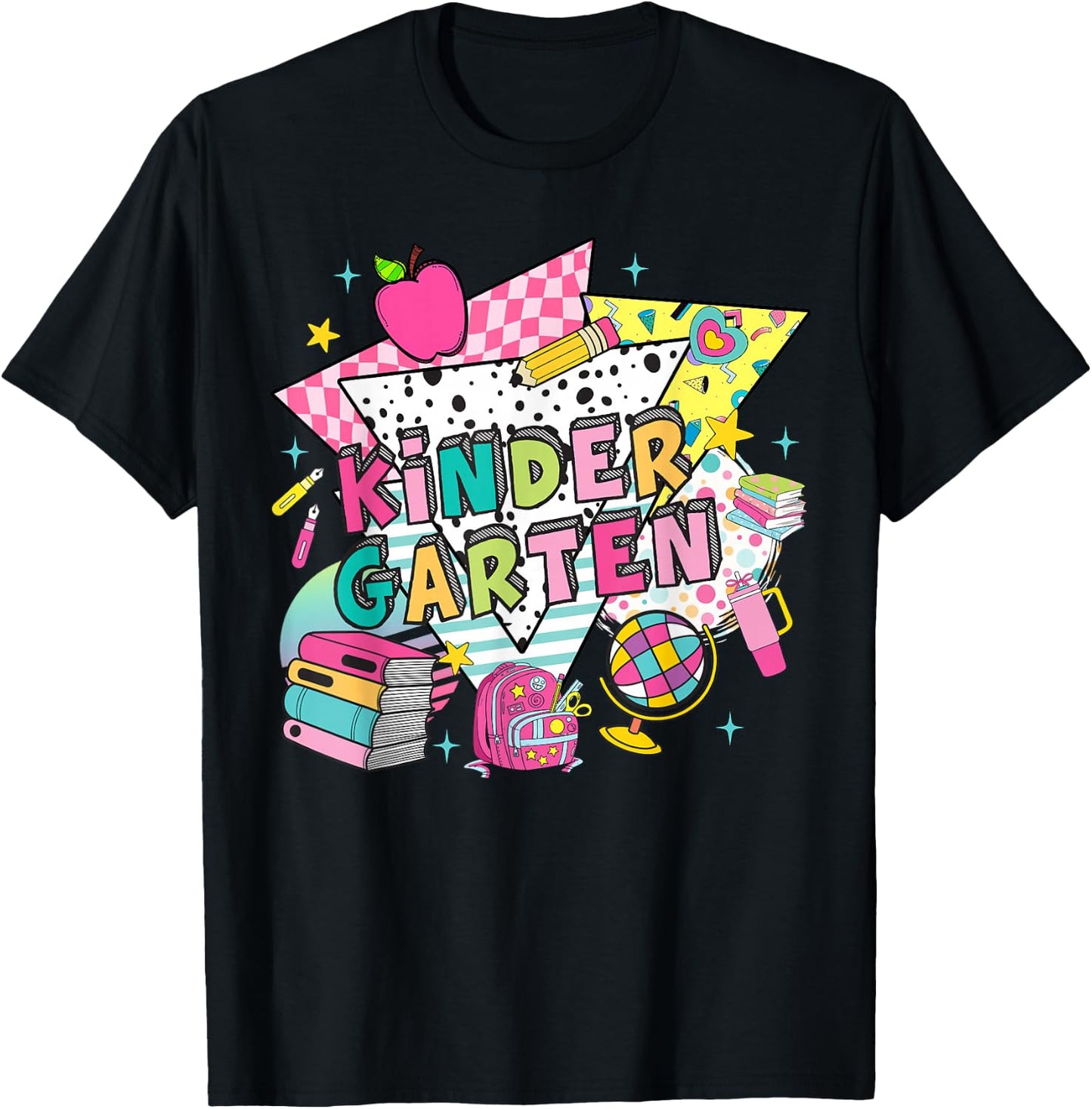 Kindergarten Teachers Students Retro 90s Back To School T-Shirt - T-Shirt | Black