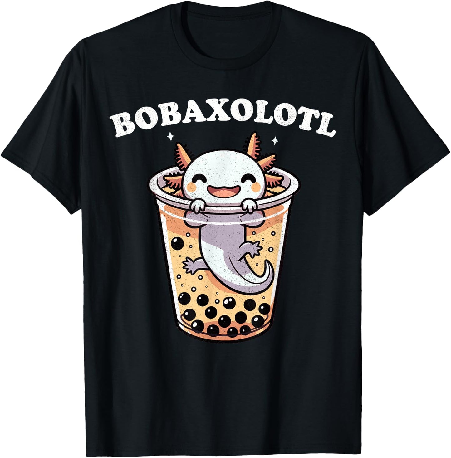 Axolotl Boba Tea Bubble Tea Milk Tea Anime Axolotl Funny T-Shirt - T-Shirt | Black