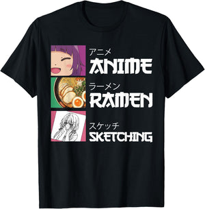 Anime Ramen Sketching Japanese Otaku T-Shirt - T-Shirt | Black
