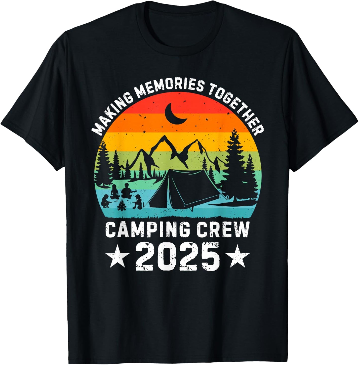 Family Camping Crew 2025 Outdoor Camper Group Matching T-Shirt - T-Shirt | Black