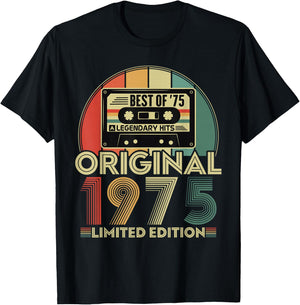Original 1975 Vintage Birthday 50 Years Women , Black, S T-Shirt - T-Shirt | Black