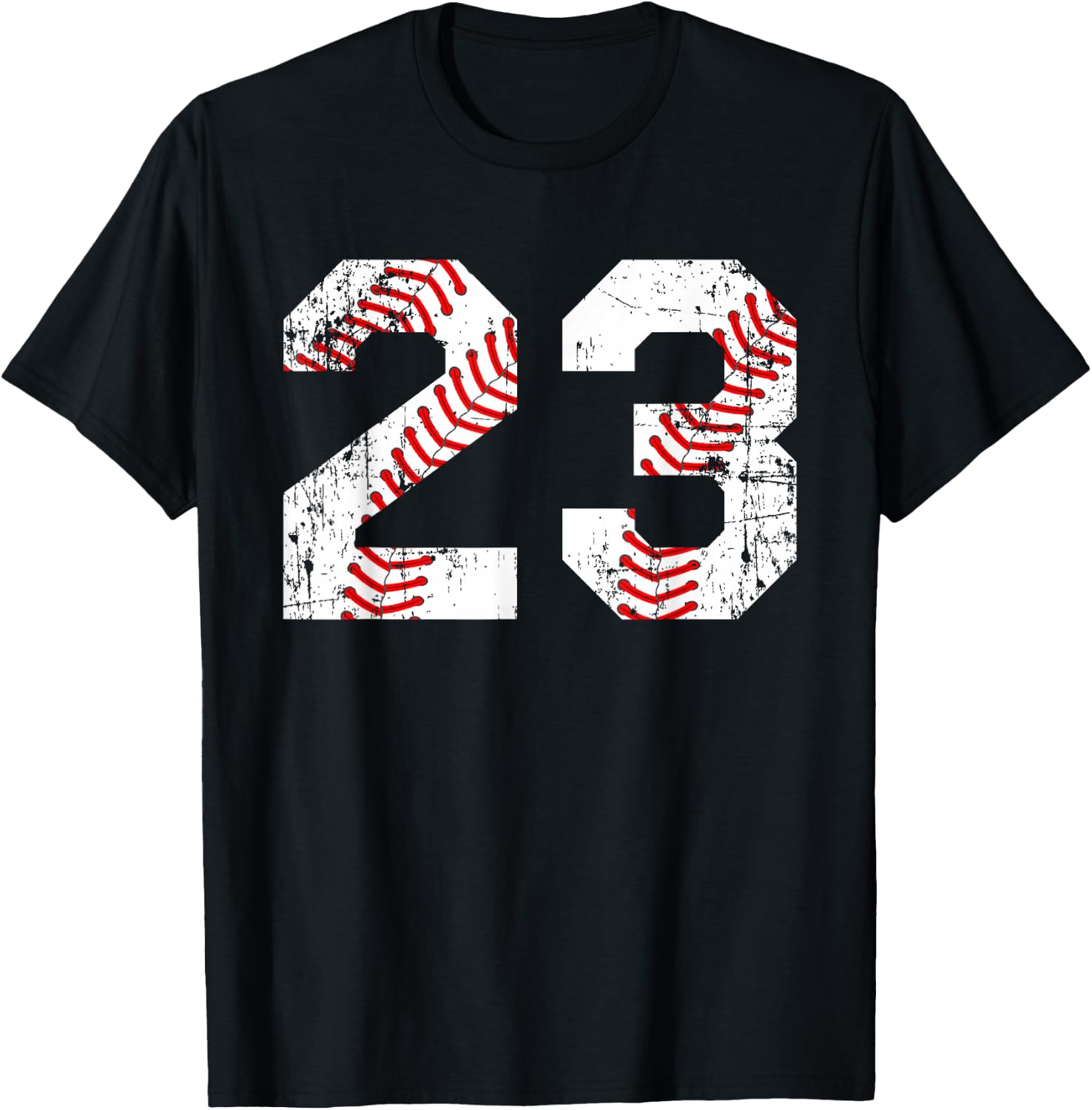 Vintage Baseball 23 Jersey Number T-Shirt - T-Shirt | Black