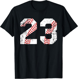 Vintage Baseball 23 Jersey Number T-Shirt - T-Shirt | Black