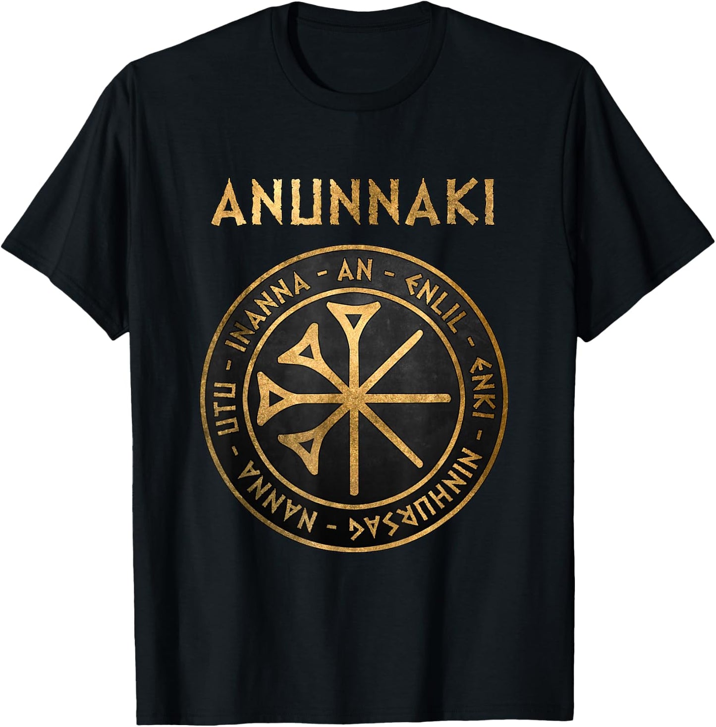 Symbol of the Ancient Gods of the Anunnaki of Mesopotamia , black T-Shirt - T-Shirt | Black