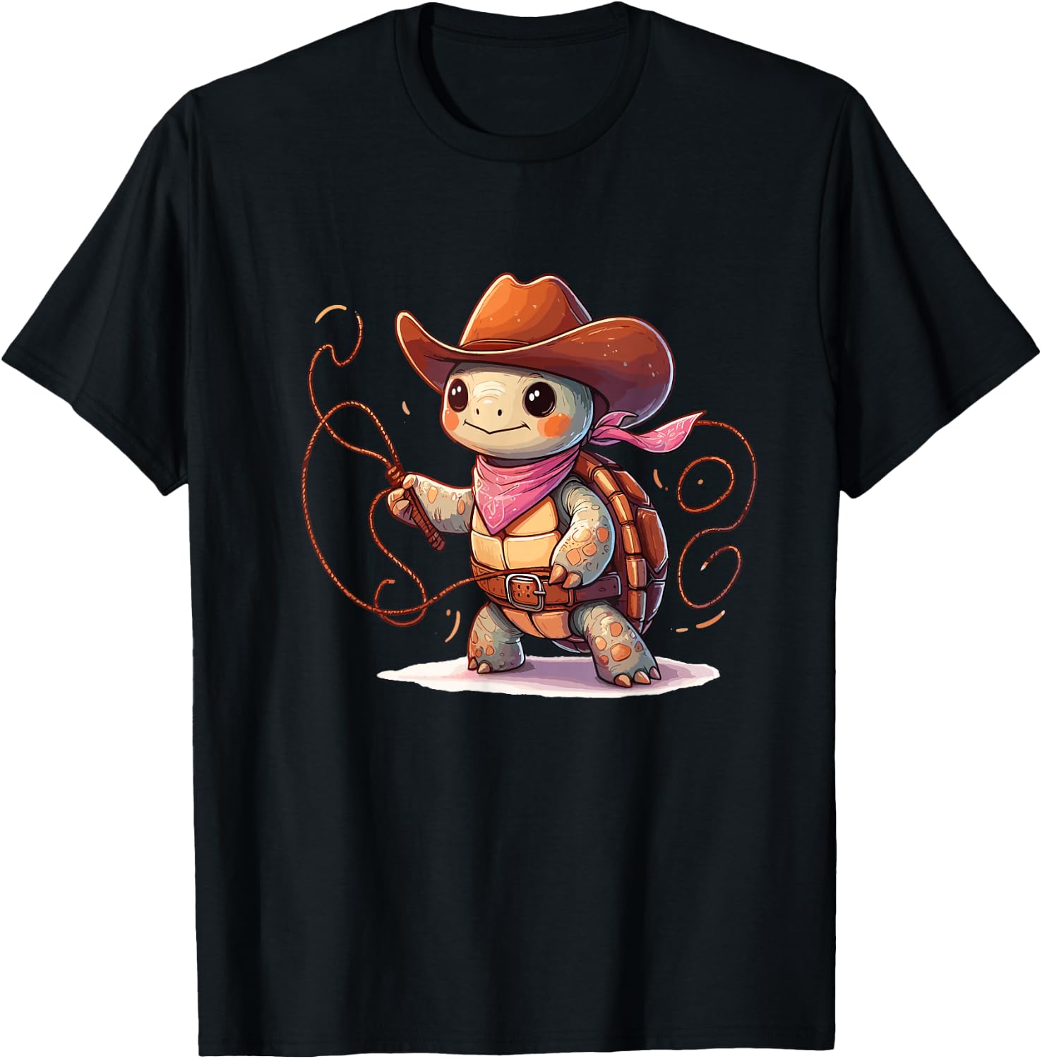 Western Rodeo Cowboy Hat Tortoise Turtle Texas Animals T-Shirt - T-Shirt | Black