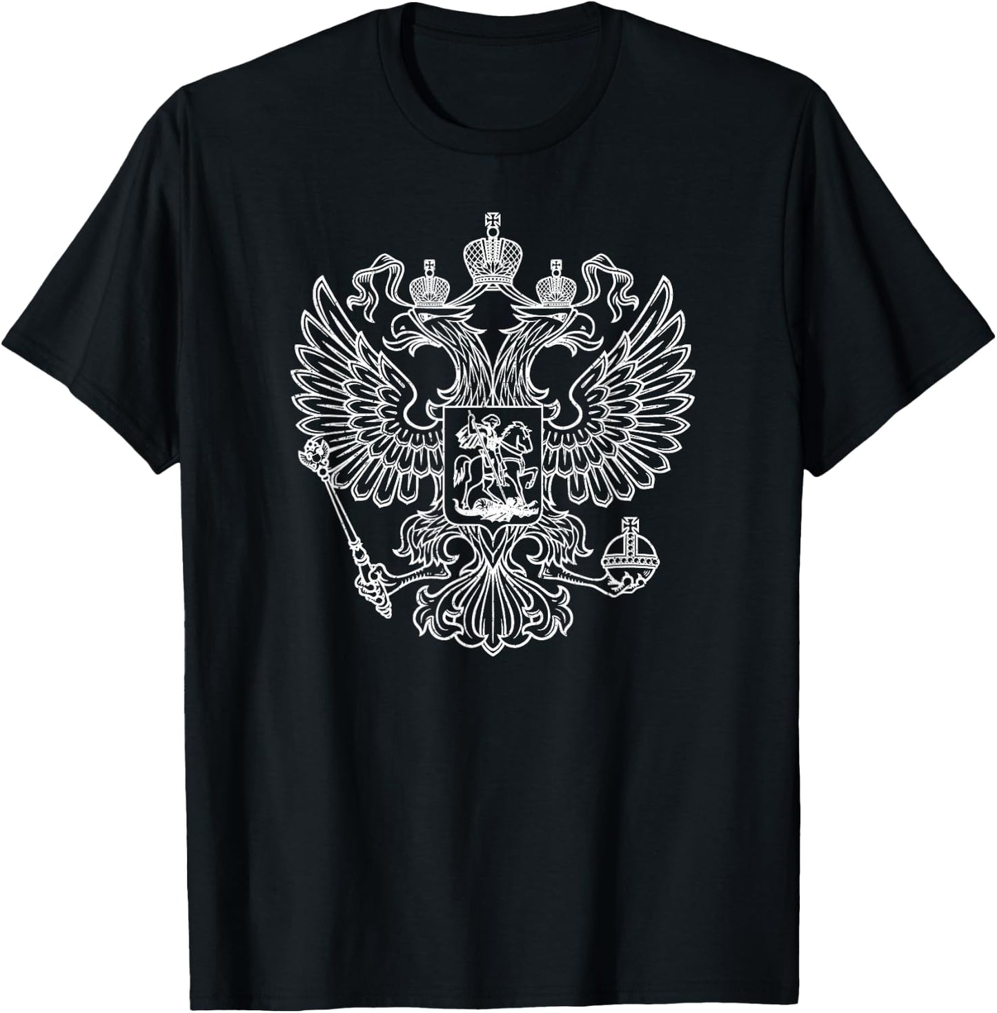 Russian Emblem Double Head Russian Eagle T-Shirt - T-Shirt | Black