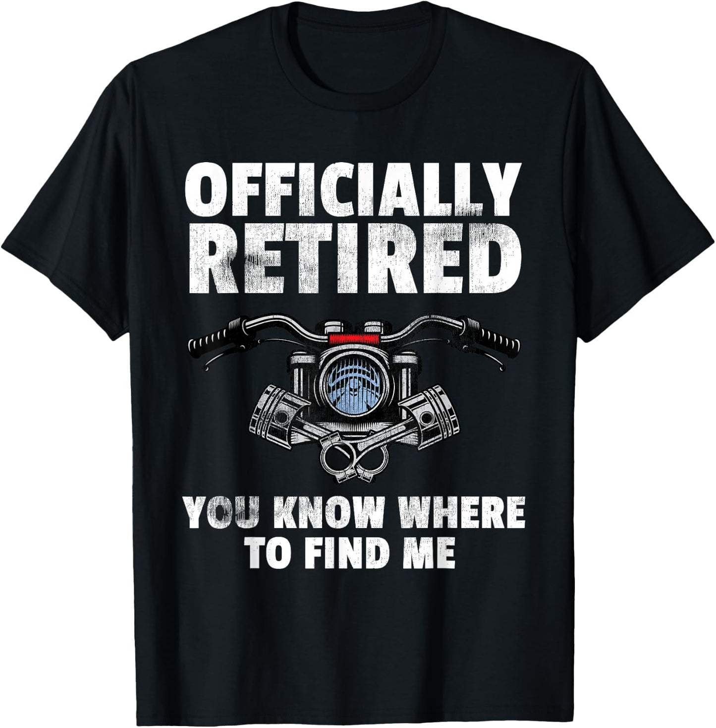 Officially Retired Men Motorcycle Gift Motor Bike T-Shirt - T-Shirt | Black