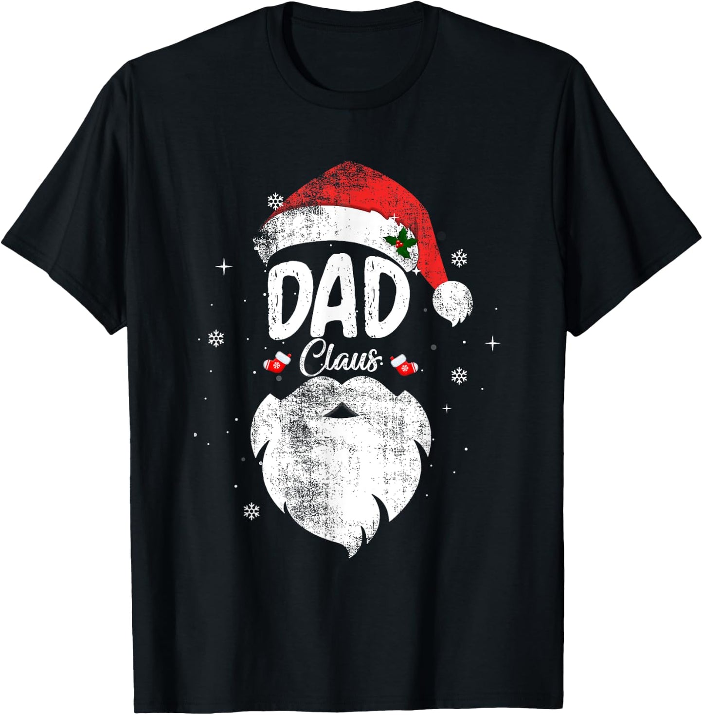 Family Dad Claus Christmas Santa's Hat Pajama Matching T-Shirt - T-Shirt | Black