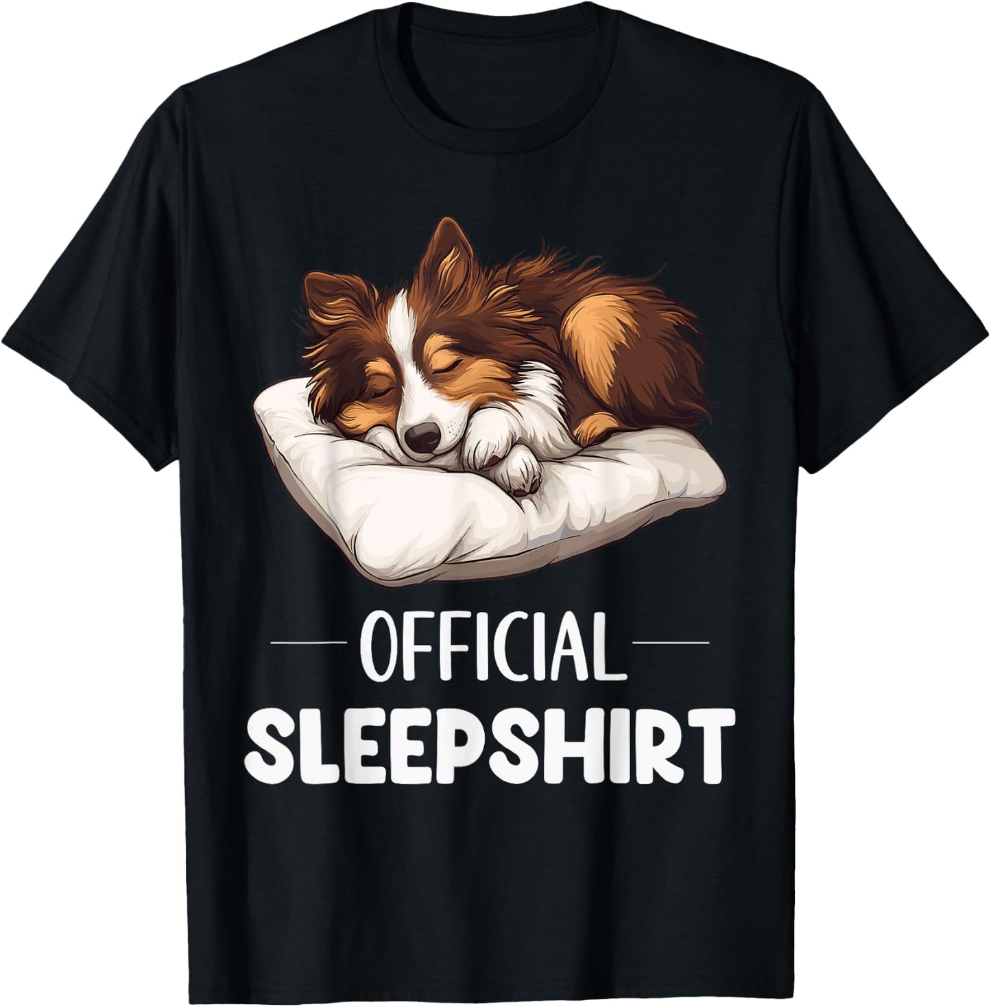 Official Sheltie Sleepshirt Cute Dog Lover Pyjamas Sleepwear T-Shirt - T-Shirt | Black