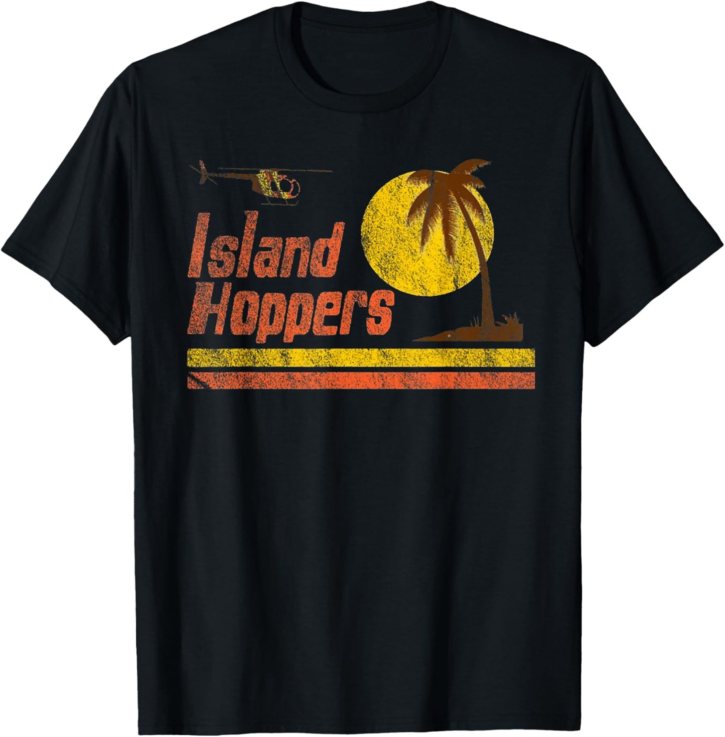 Magnum Island Hoppers Retro Sunset in PI , black T-Shirt - T-Shirt | Black